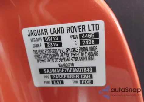 2014 Jaguar F-Type z USA, uszkodzony, nr VIN SAJWA6E76E8K07843